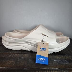 Hoka Cream Sandals with Cushioned Sole